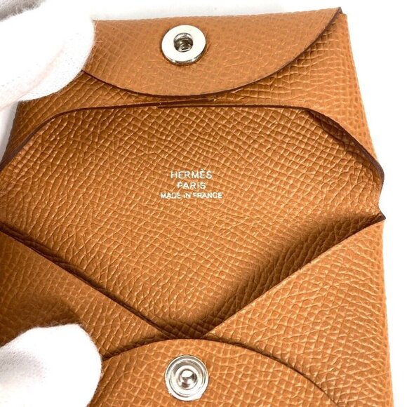 HERMES Bastia Wallet Coin Compartment coin purse Epsom Gold Unused - Picture 10 of 16